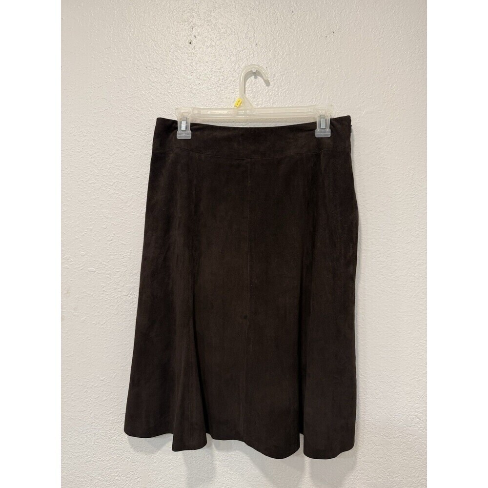 Eileen Fisher Goat Suede Chocolate Brown Skirt Lined Petite Small
